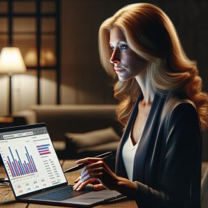 Woman checking campaign donations online