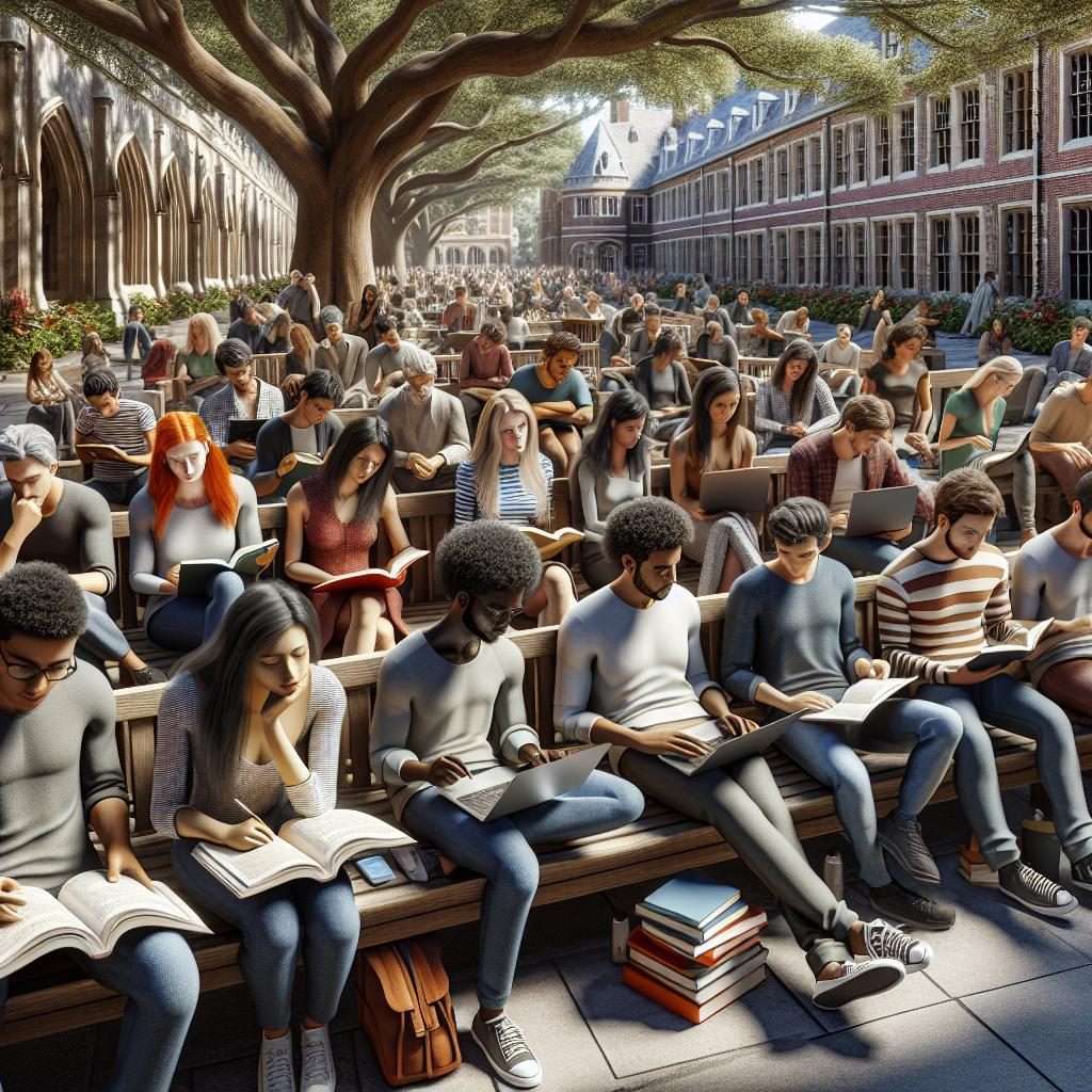 "Students studying on campus"