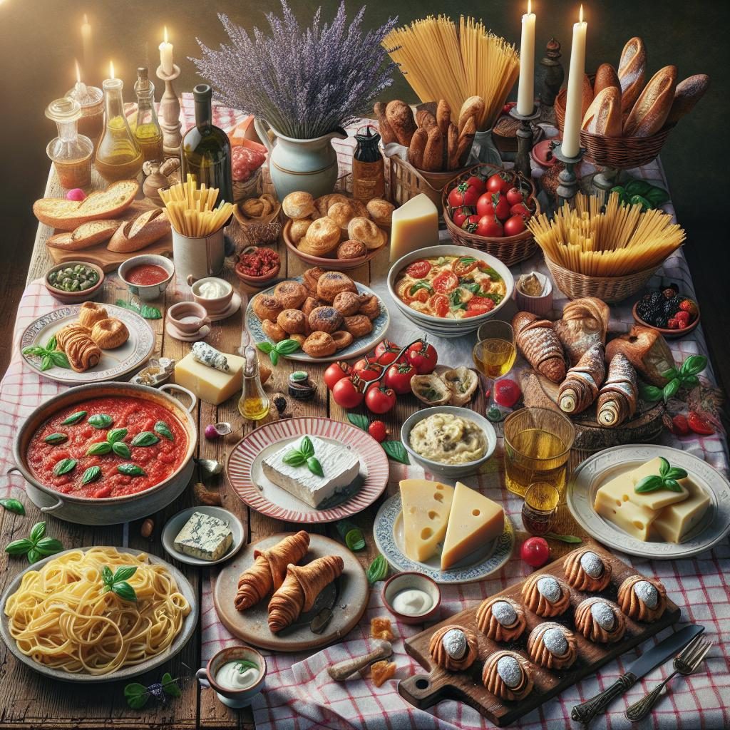 Traditional Italian food spread