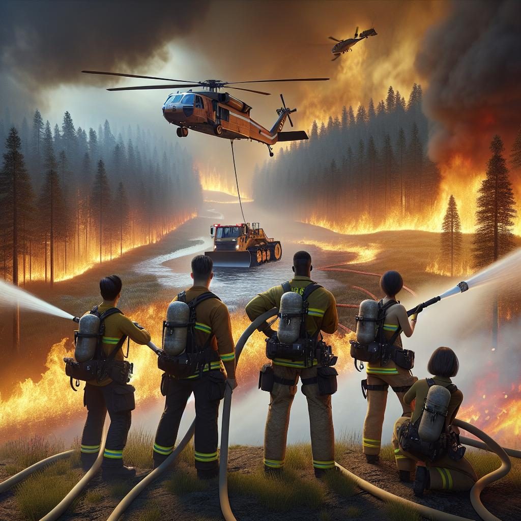 Wildfire containment teamwork concept.