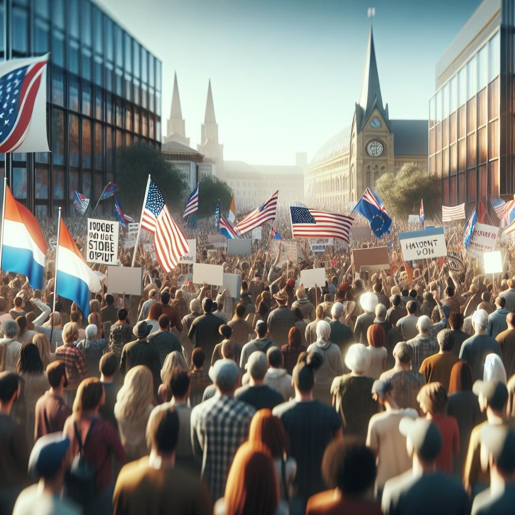 Political campaign rally crowd.