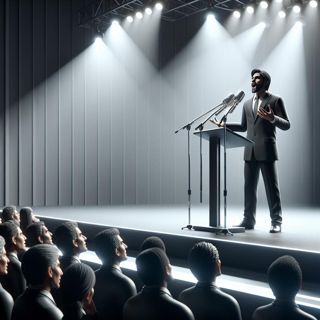 Imaginative speaker on stage