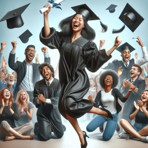 "Happy graduates celebrating success"