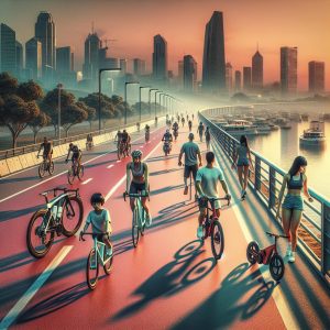 Urban bike pathway illustration.