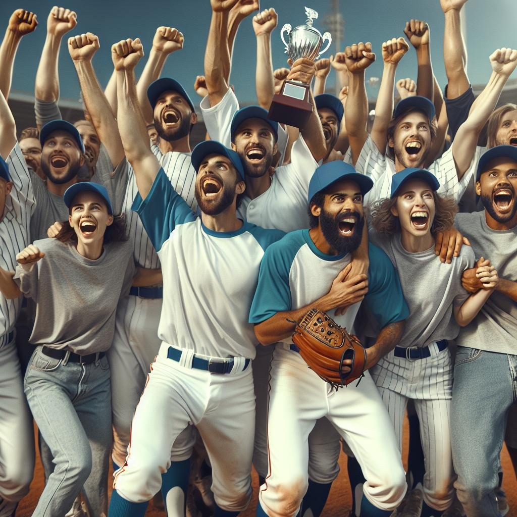 Baseball team celebrating victory