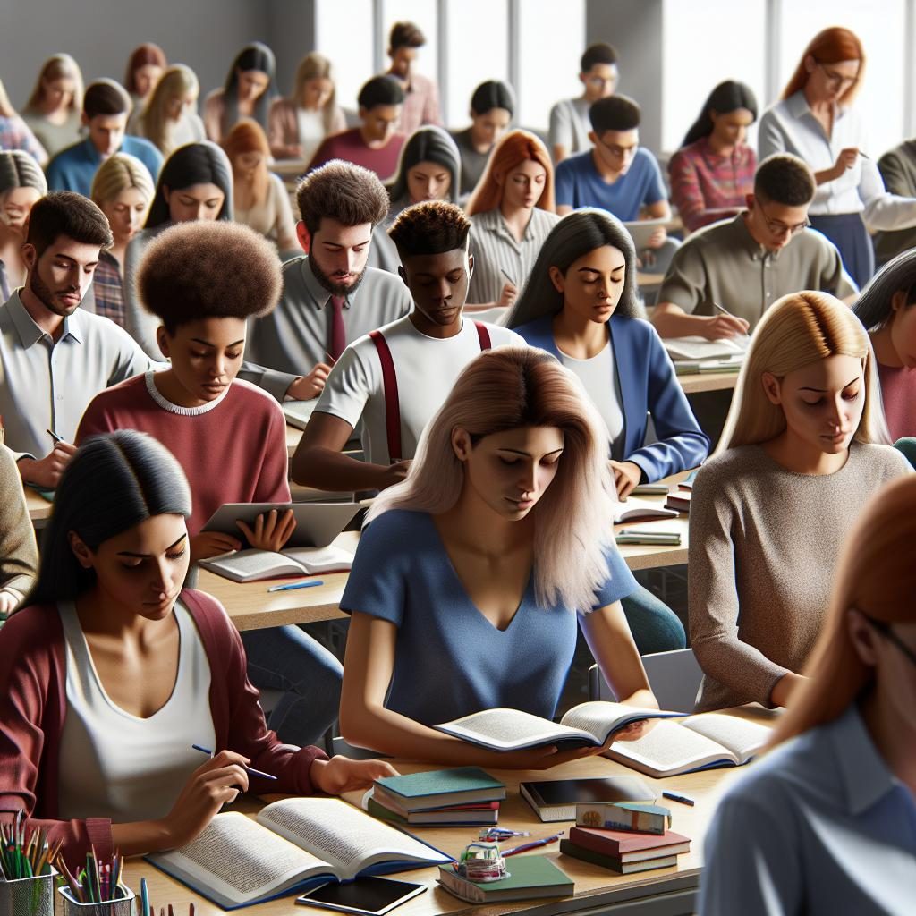 Group of students learning