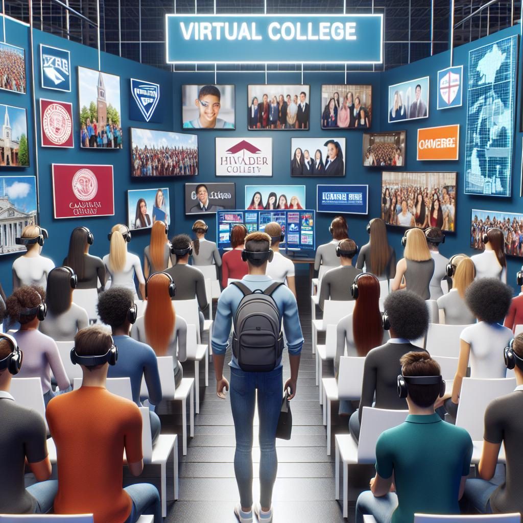 Students at virtual college fair