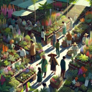 Native plants market scene