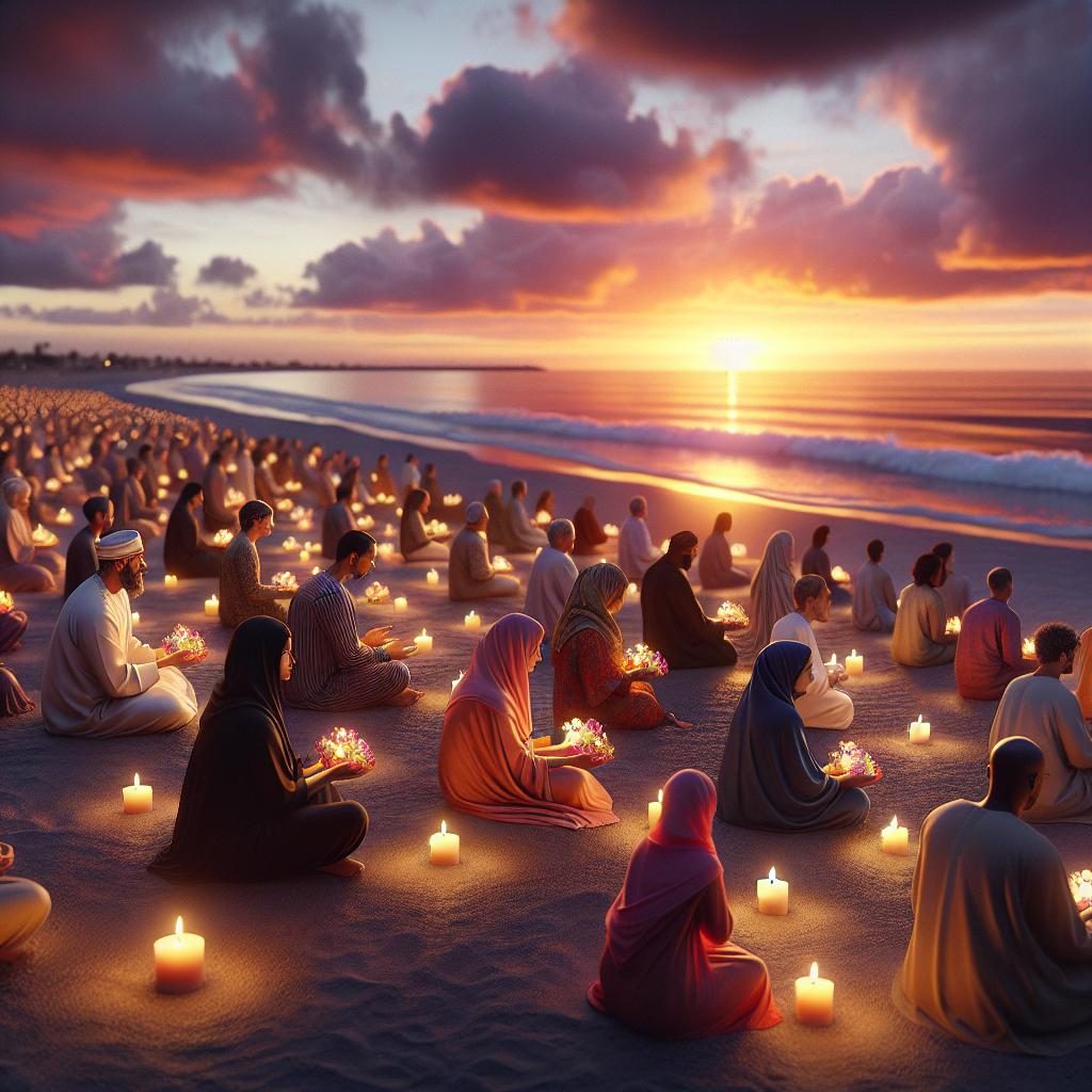 Beach vigil at sunset