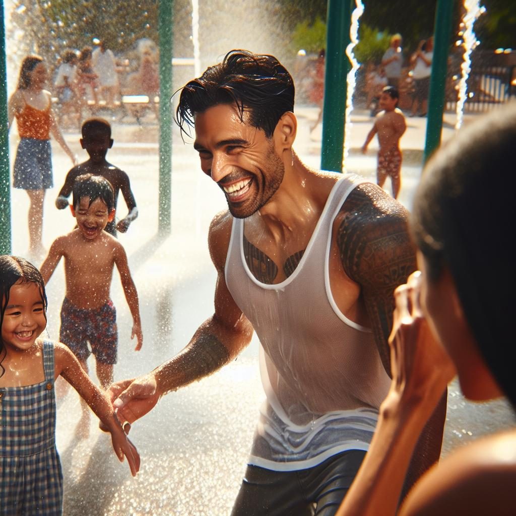 Family at Splash Pad