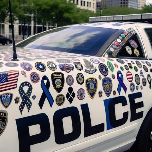 Police car memorial stickers.