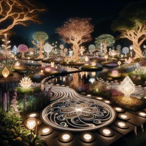 Night garden light display