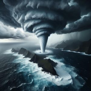 Funnel Clouds Over Ocean