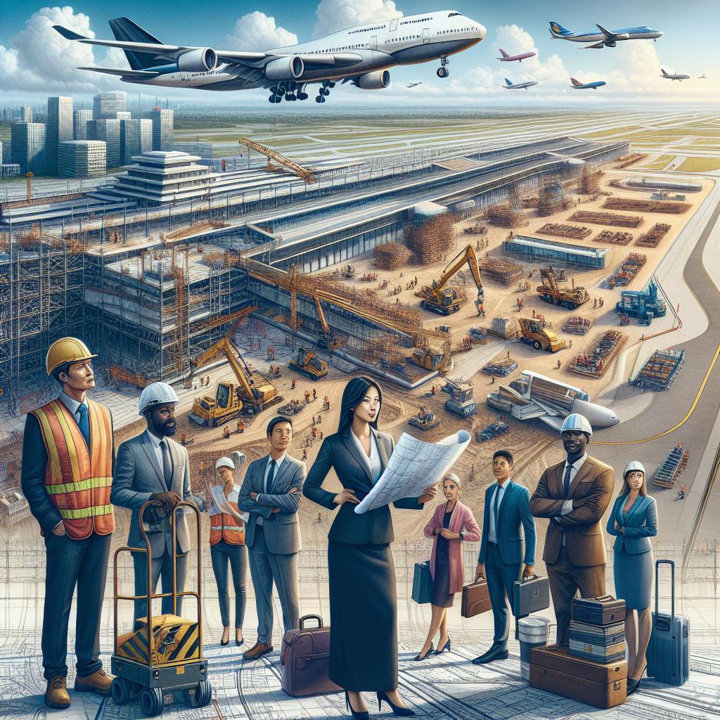Airport expansion illustration concept.