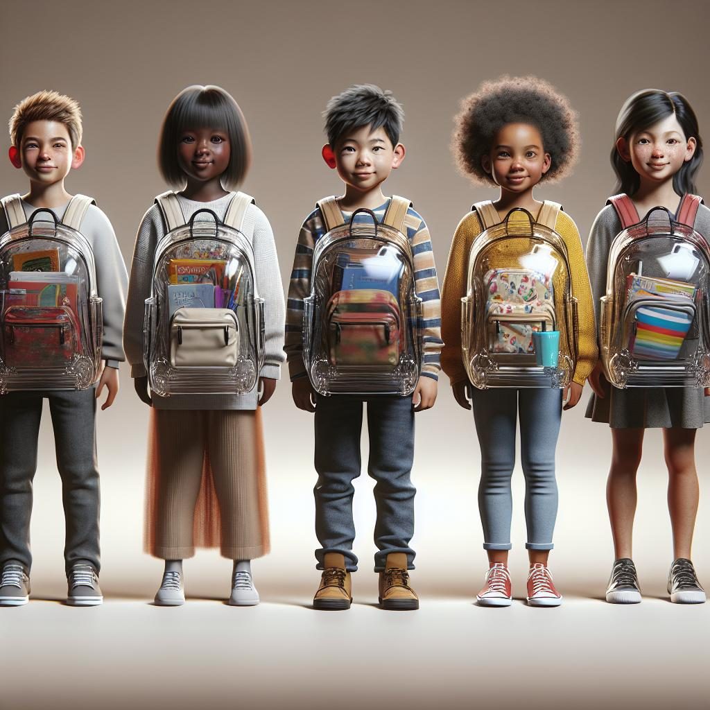 Children with clear backpacks.