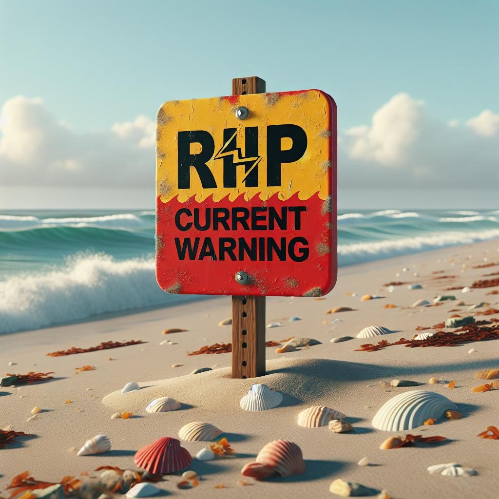 Rip current warning sign