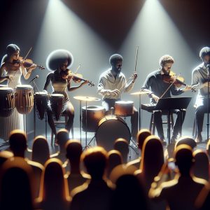 Musical ensemble on stage.