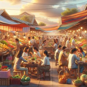 Market dining experience illustration