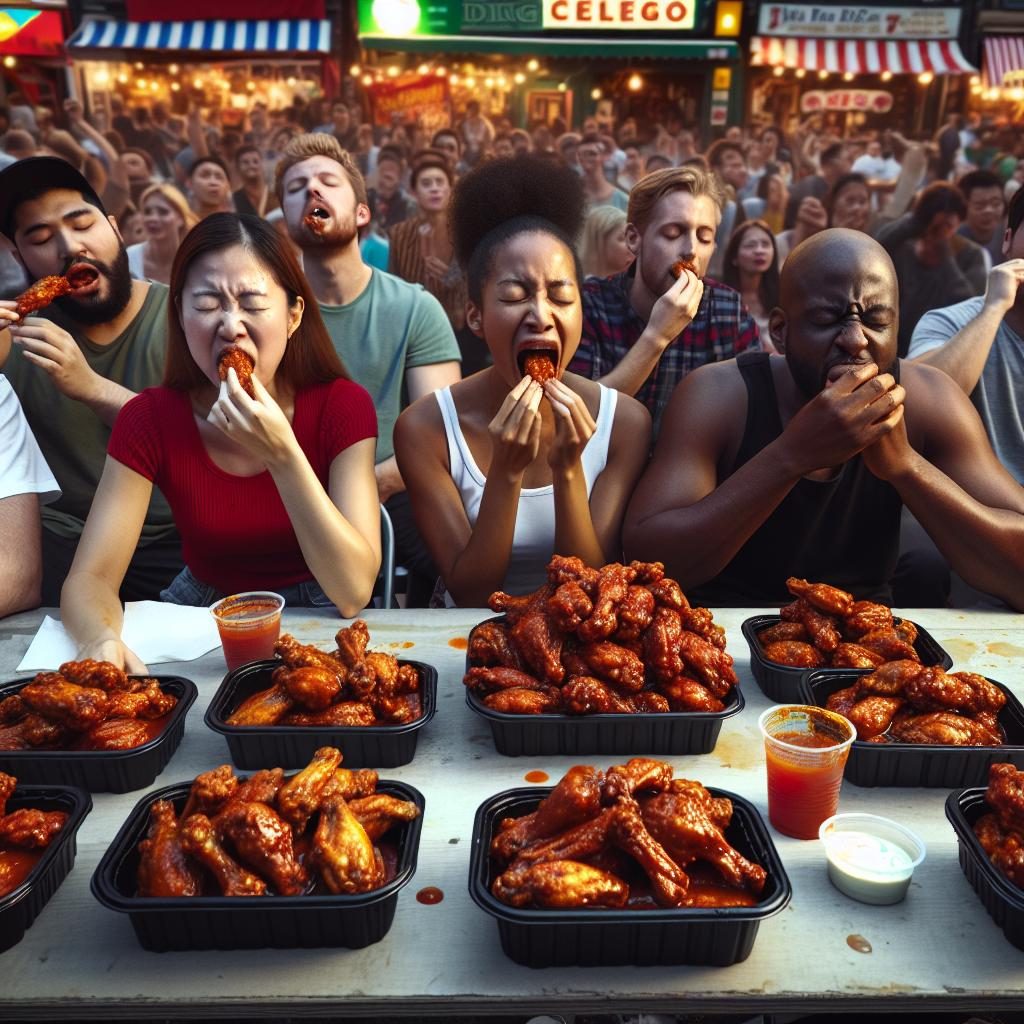 Spicy wing eating challenge