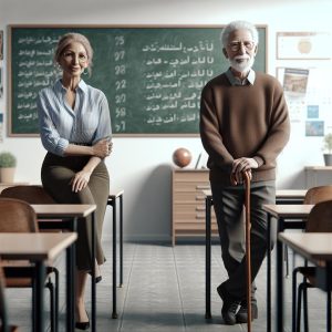 Retired teachers in classroom