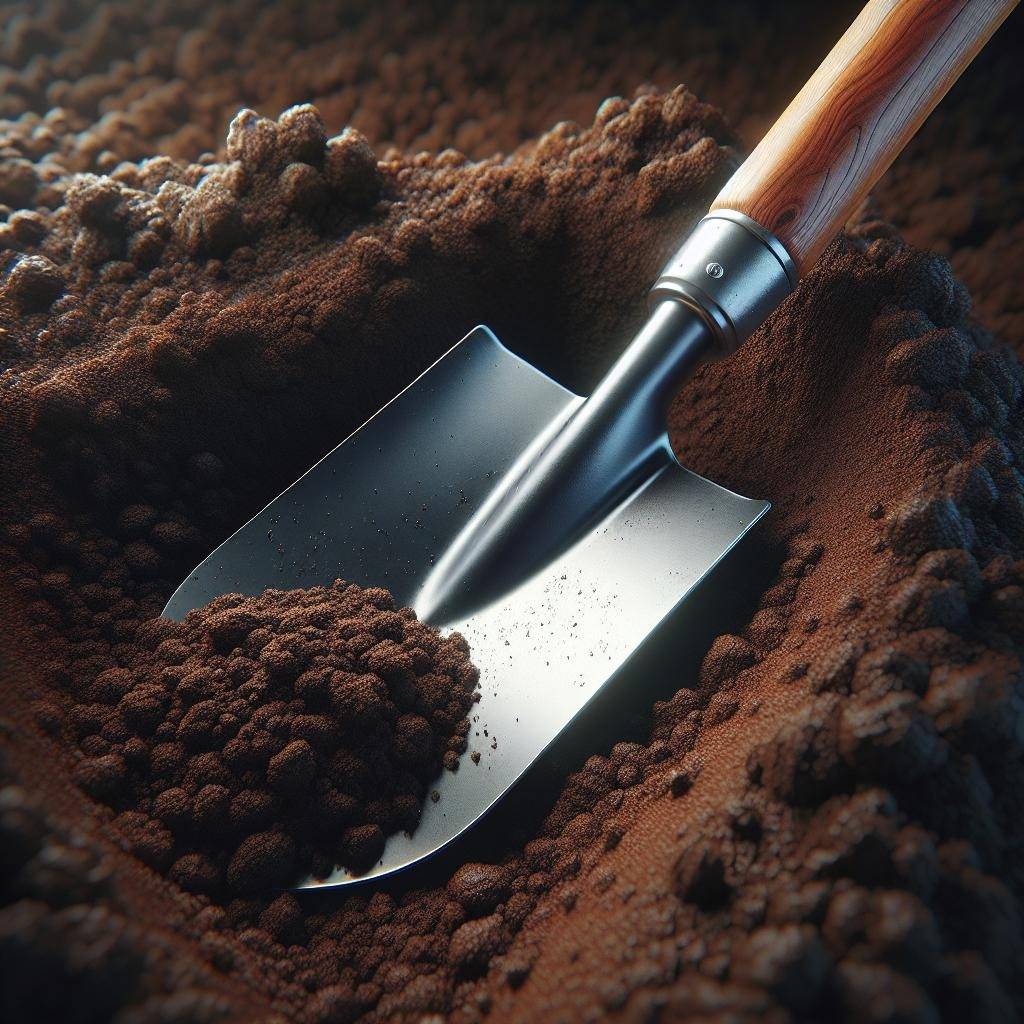 Shovel in fresh soil