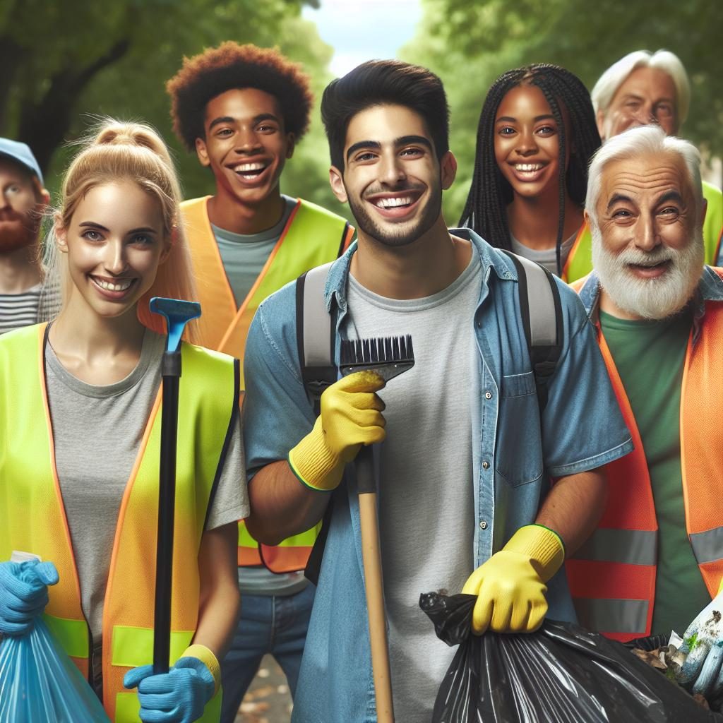 Community cleanup volunteers in action.