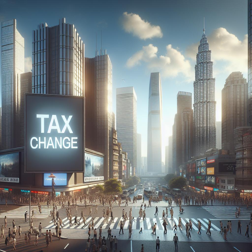 Tax change cityscape illustration.