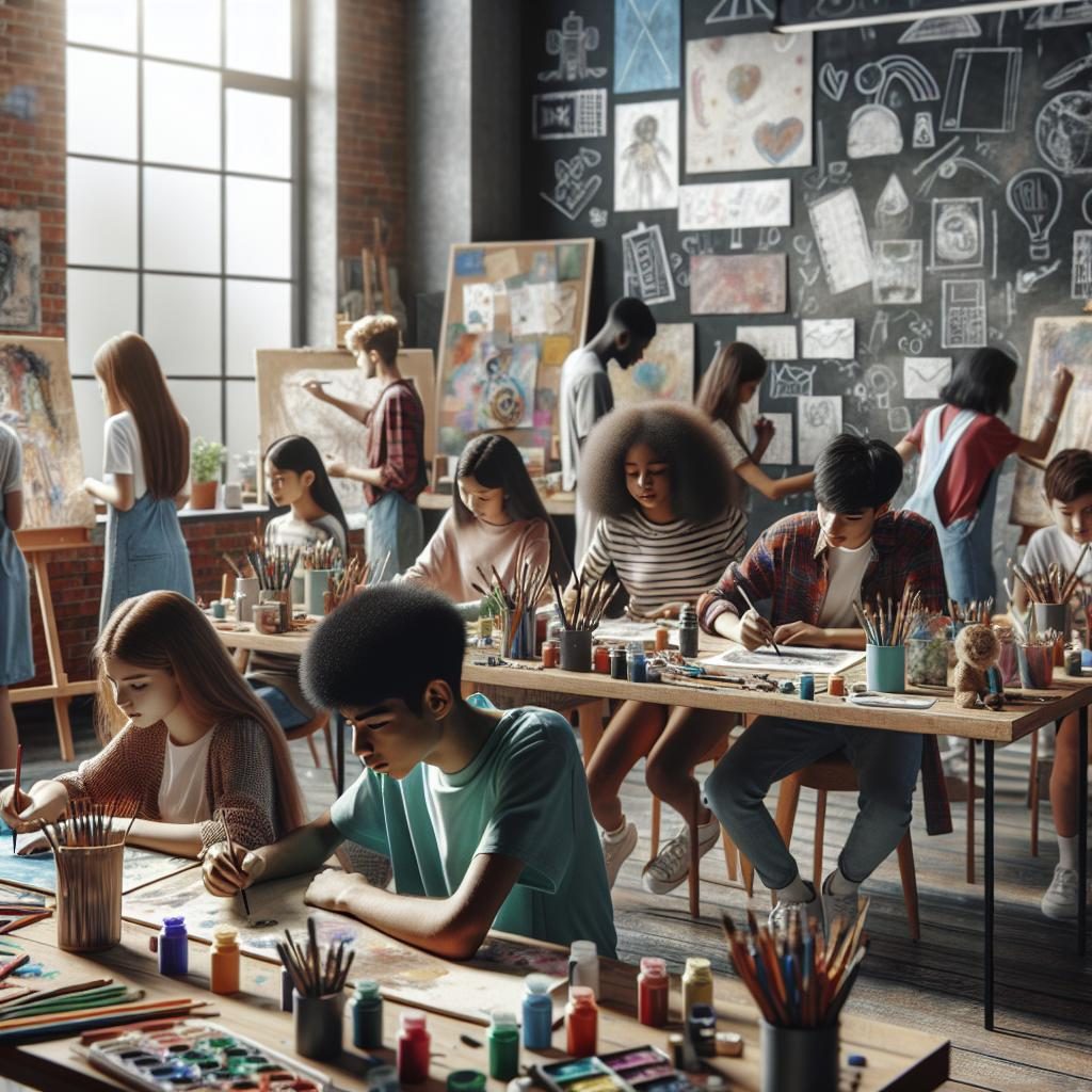 Youth art workshop scene.