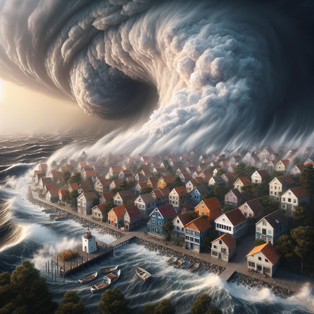 Hurricane approaching coastal town