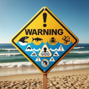 Beach safety warning signage