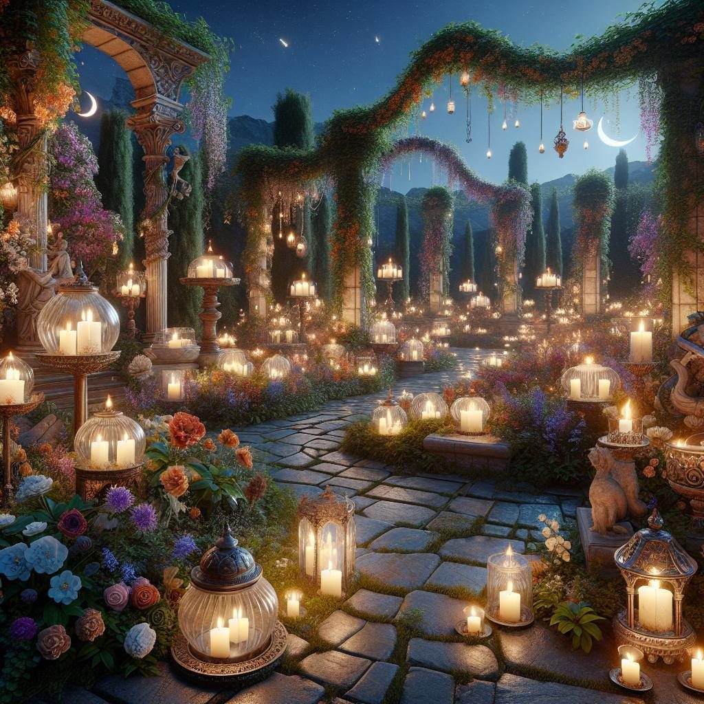 Enchanting candlelit garden display