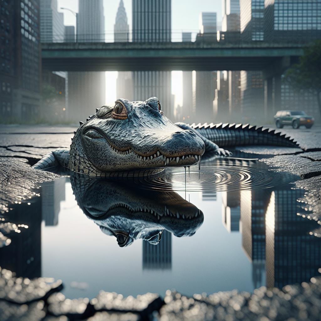 Alligator in Urban Puddle