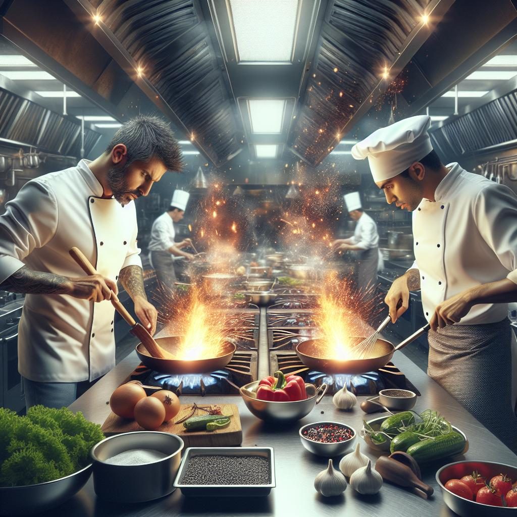 Culinary kitchen showdown illustration.