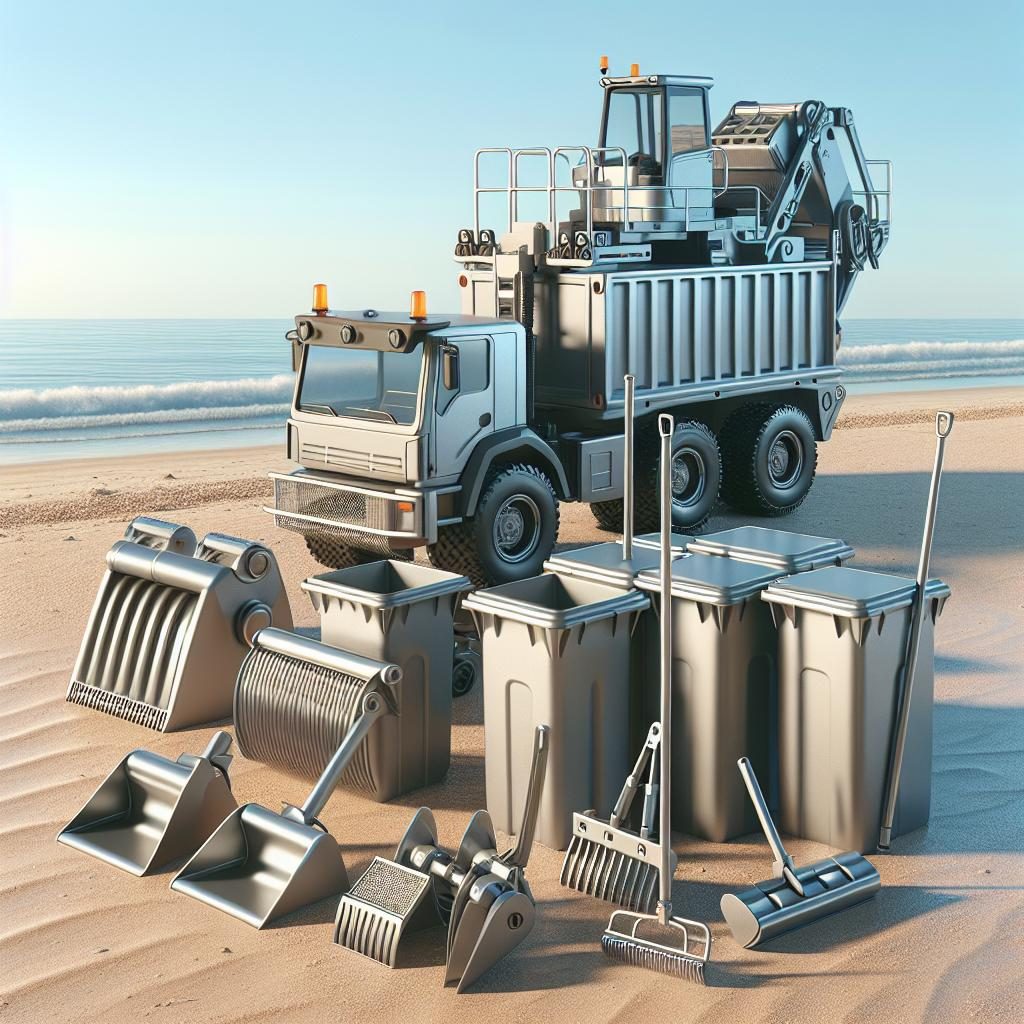 Beach cleaning equipment illustration