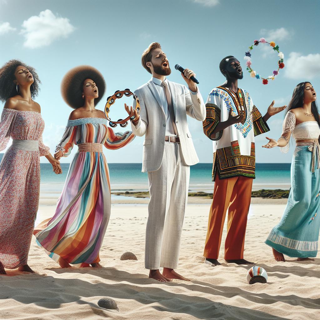 Gospel singers on beach