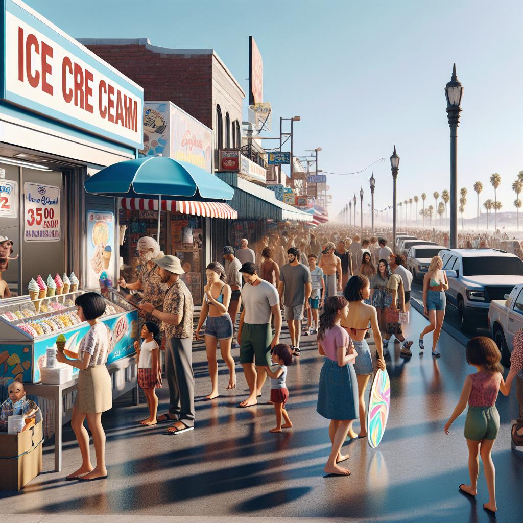 Summer boardwalk businesses portrait