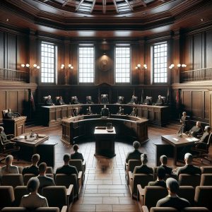 Courtroom with shadows