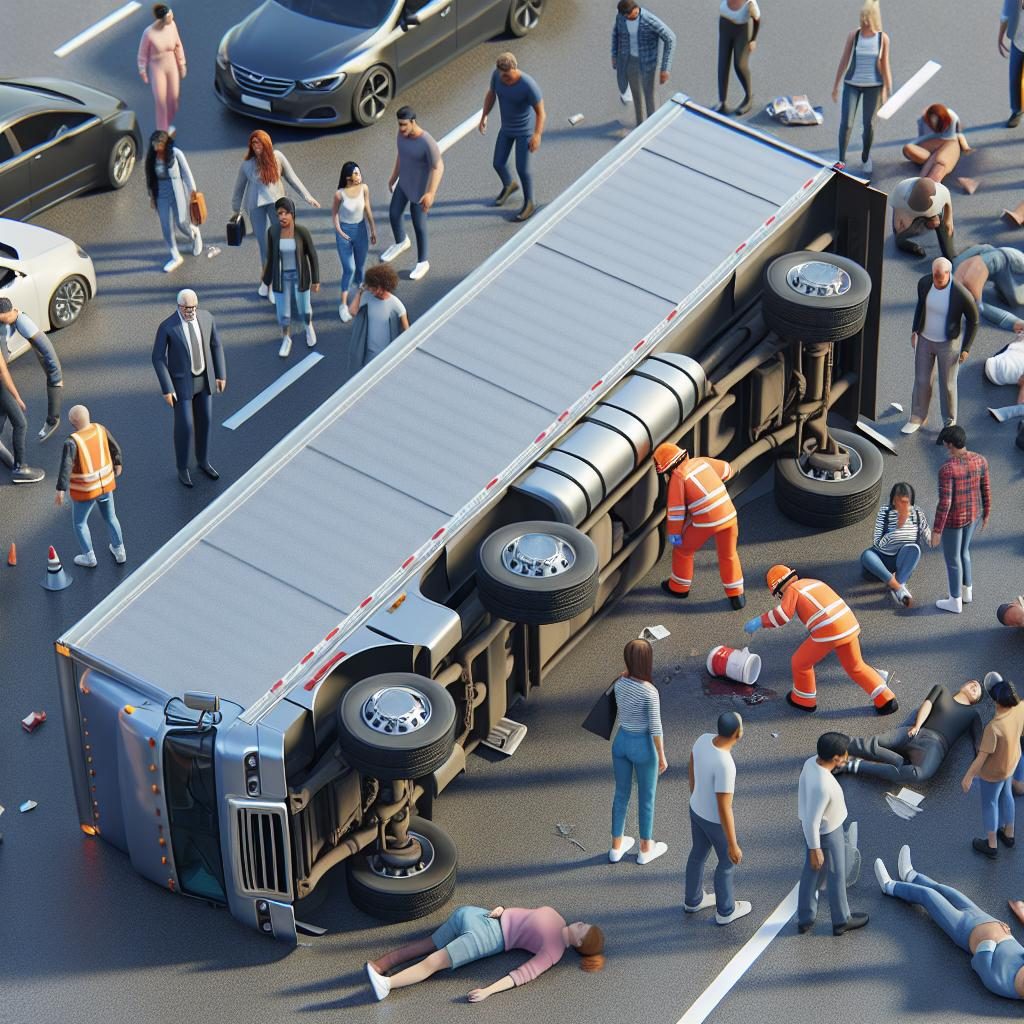 Overturned truck accident