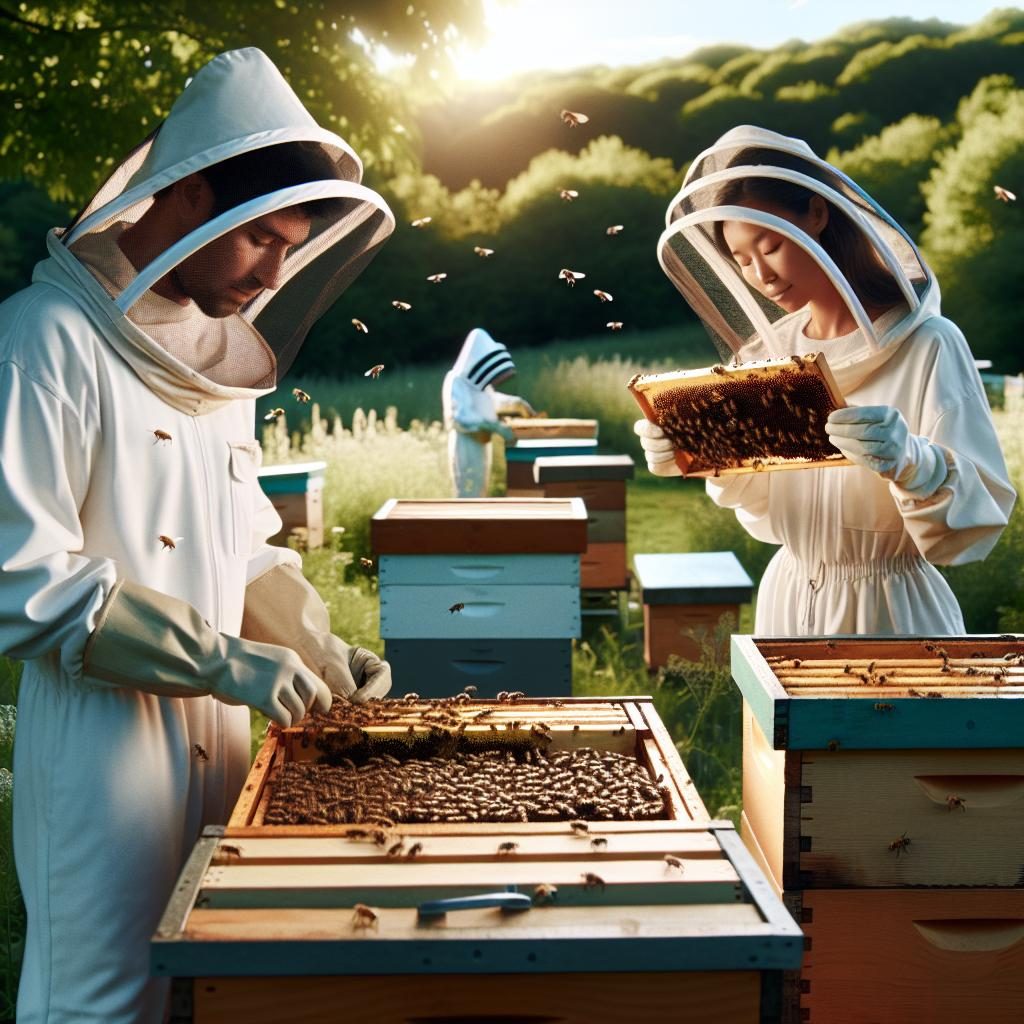 Beekeeper with hives