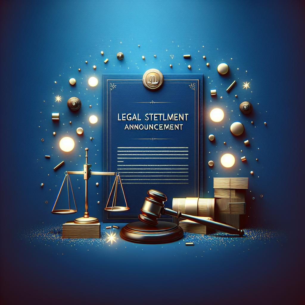 Legal settlement announcement graphic