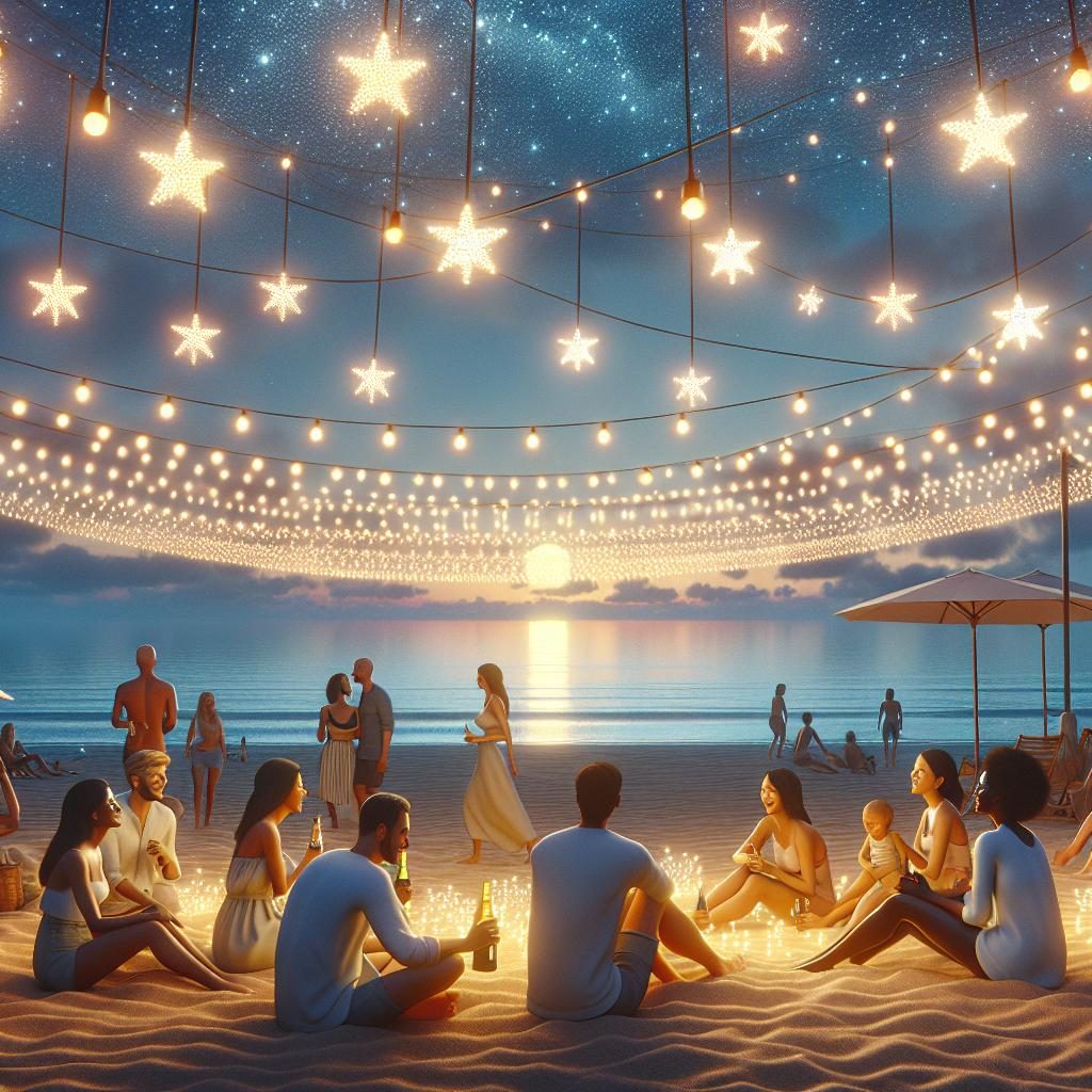 Twinkling Beach Lights