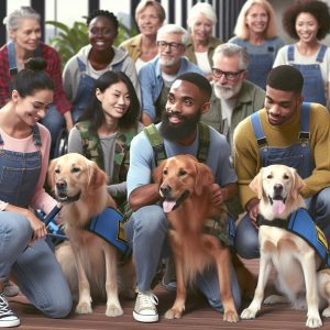 Volunteers and service dogs