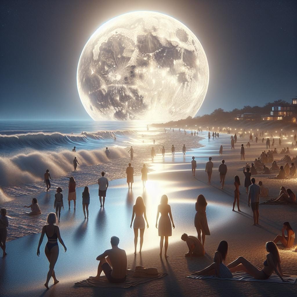 Supermoon Over Beach