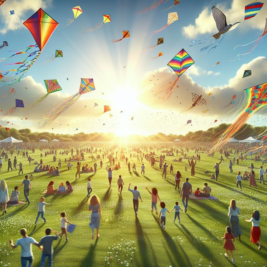 Colorful kites soaring