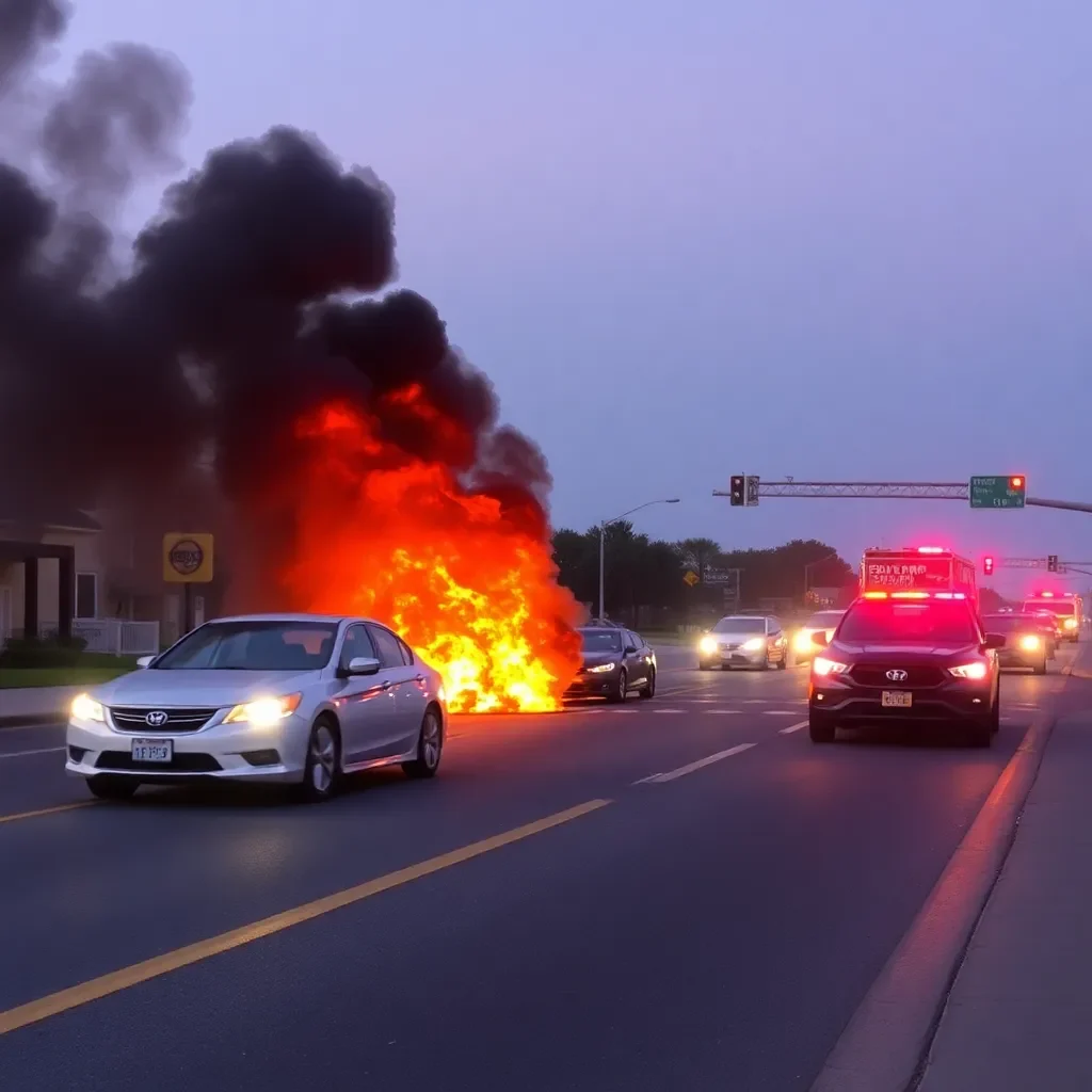 Vehicle Fire Disrupts Traffic but No Injuries Reported in Myrtle Beach