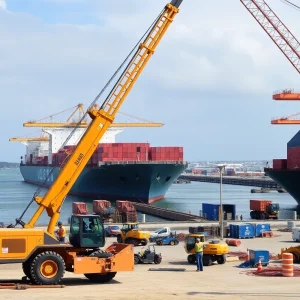 Construction at Charleston port for expansion project