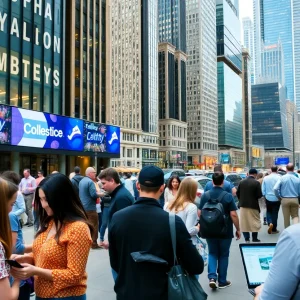 Chicago skyline with people learning digital marketing