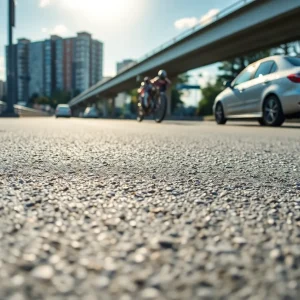 A roadway showcasing Durable Thin Film Concrete under traffic