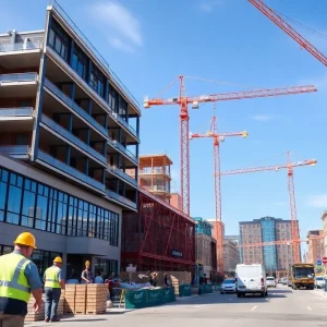 Construction of the 650 Block in downtown Moorhead