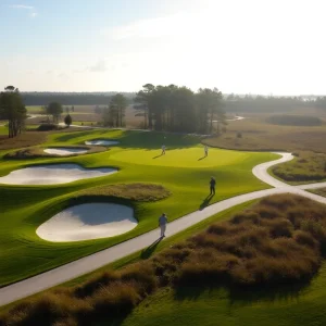 Myrtle Beach golf course showcasing newly renovated bunkers and cart paths